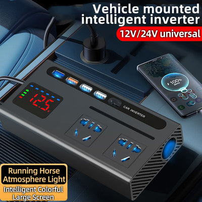 Car Power Inverter with Type-C Charger Car Inverter Charger Type-C Mobile Phone Fast Charging 12V 24V To 110V 220V Power Converter