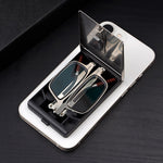 2 in 1 Portable Folding Reading Glasses with Metal Glasses Case Mobile Phone Holder HD Anti-Fatigue Anti-blue Light Presbyopic Glasses