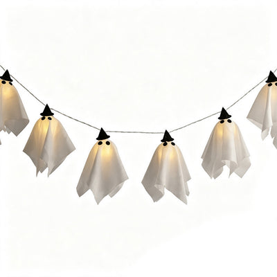 Elfeland Halloween Ghost LED String Lights Warm Light USB Powered LED Ambience String Lights for Indoor Outdoor Holiday Decoration