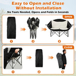 Xmund Foldable Double Camping Chair with Cup Holder, Portable Camping Loveseat for Couples, Family, Beach, Backyard for Outside Picnic