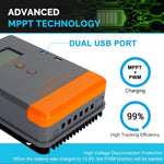 PowMr MPPT Solar Charger Controller 40A 30A 20A 12V 24V Solar Panel Regulator LCD Display Various Load Control Modes