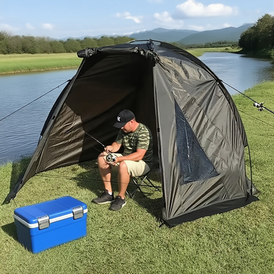 Xmund 1-2 Person Carp Fishing Tent Camping Tent, Outdoor Tent with No Bottom, Lightweight Quick Setup, for Beach Picnic Hiking Fishing