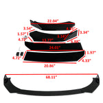 LinkMejor 4PCS Black Front Lip Chin Bumper Spoilers Body Kits For Car Universal