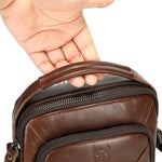 LinkMejor Men's Soft Genuine Leather Messenger Bag Business Casual Multi-functional Zipper Handheld Crossbody Bag