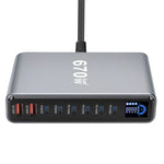 [GaN Tech] LinkMejor YMX-LCD 670W 8-Port USB PD Charger with Digital Display 2USB-A+6USB-C PD QC Fast Charging Desktop Charging Station EU Plug for iPhone 17 17Pro 16 Pro Max 15 14 for Huawei Mate XTs for OPPO