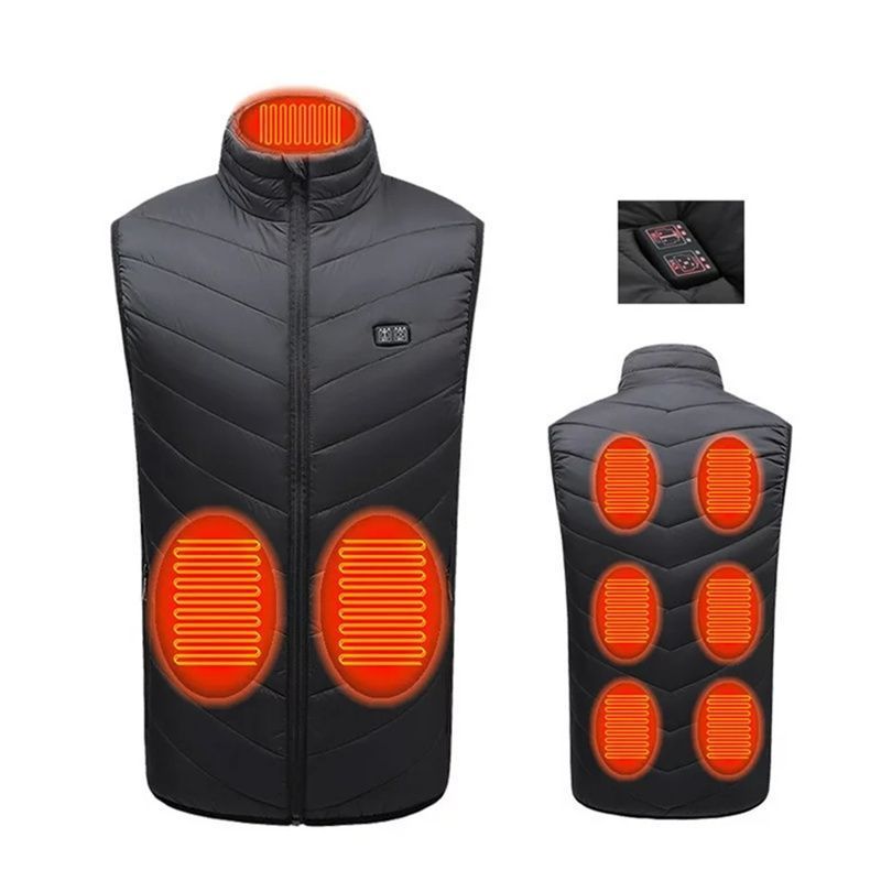 LinkMejor 9 Areas Electric Heated Vest for Men Women Washable Outdoors Winter Warm 2-control Heating Clothing