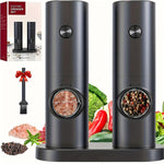IPRee Automatic Electric Salt and Pepper Grinder Set Battery Powered with Ceramic Grinder Core Adjustable Coarseness LED Light Dual Chamber Kitchen Gadgets Spice Mill