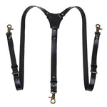 Men's PU Leather Suspenders Retro Style Y back Adjustable Belt Loop 3 Snap Hooks Belt Mens Trousers Braces