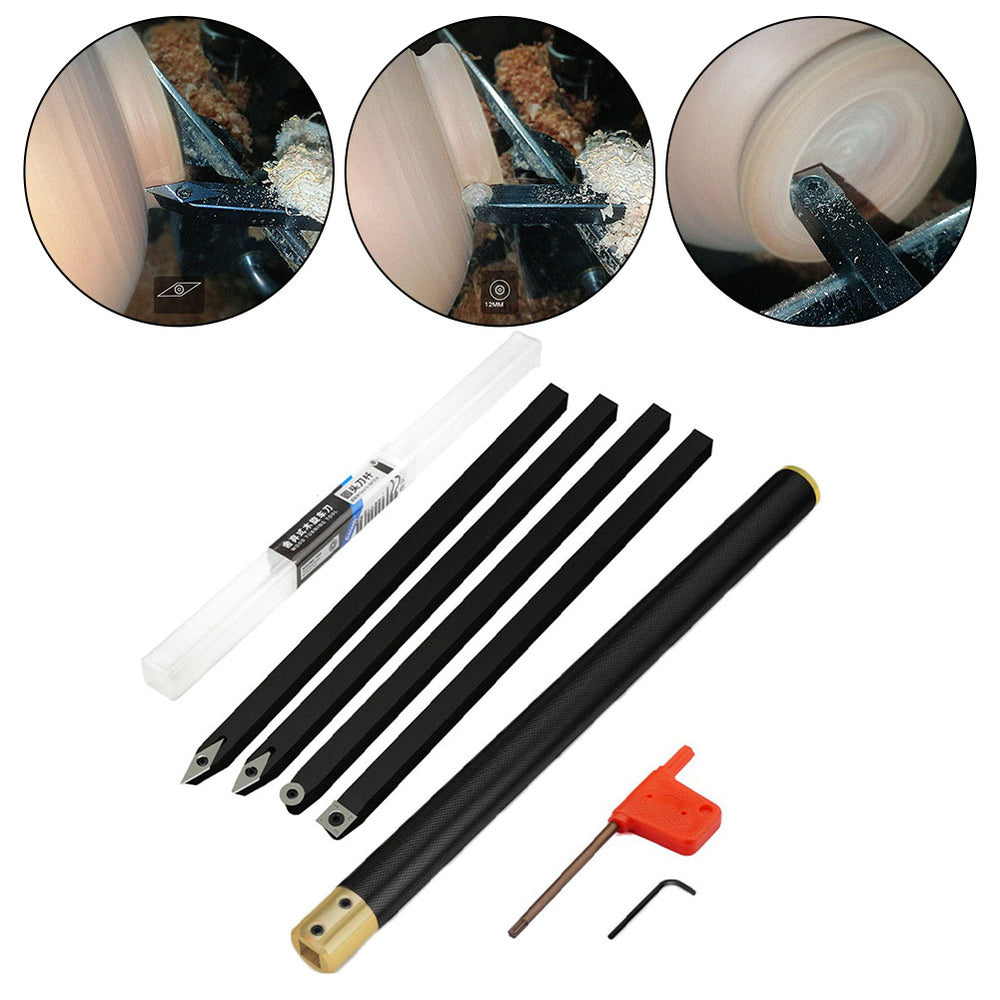 LinkMejor Carbide Wood Lathe Truning Tools Wood Chisel Diamond Shape Round and Square Turning Tool Grip Handle