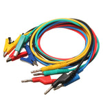 LinkMejor 5Pcs 1M 4mm Silicone Banana Plug to Crocodile Alligator Clip Test Probe Lead Wire Cable