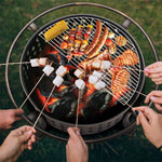 LinkMejor 36 Inch Fire Pit Large Outdoor Wood Burning Crossweave firepit Heavy Duty Steel Bronze Pit for Patio Backyard Garden with BBQ Grate/ Spark Screen / Log Grate / Poker