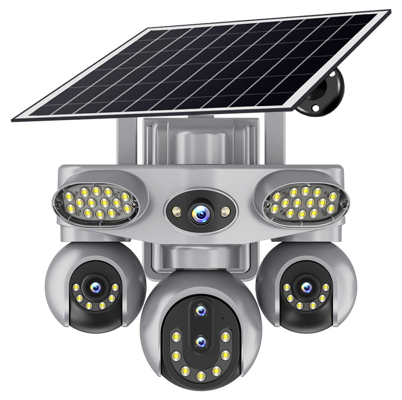 V380 8MP 8X Digital Zoom 4-Lens Solar Security Camera Wireless Outdoor WiFi/4G PTZ Night Vision Motion Two Way Audio Weatherproof Battery Powered Home Surveillance System
