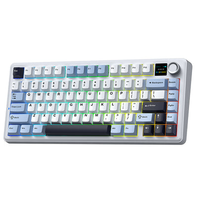 LinkMejor F75 MAX Tri-mode Mechanical Gaming Keyboard with TFT Screen and Knob 75% Layout 80-keys Hot Swap RGB Backlight 4000mAh Gasket Wireless E-sports Gamer Keyboards