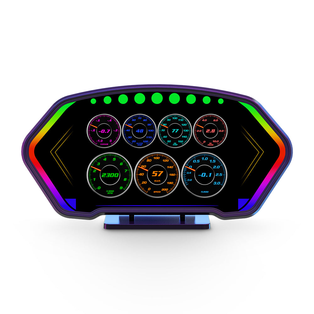 6-inch LCD Screen P3 Car Head Up Display 36 Function OBD+GPS Dual System HUD Slope Meter Accelerometer Breathing Ambient Light
