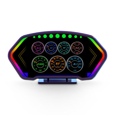 6-inch LCD Screen P3 Car Head Up Display 36 Function OBD+GPS Dual System HUD Slope Meter Accelerometer Breathing Ambient Light
