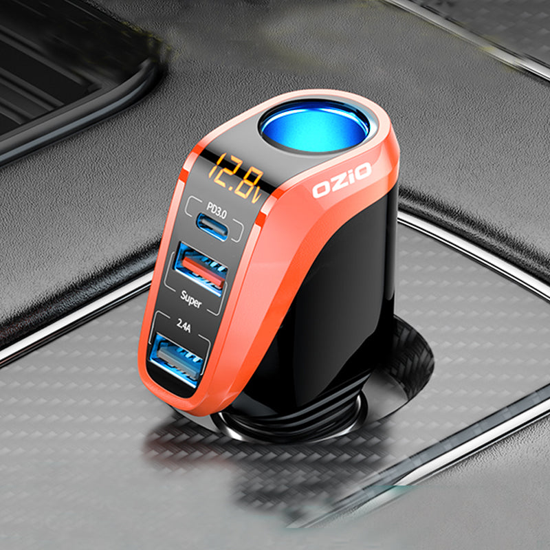 LinkMejor 12/24V Car Lighter Charger Universal Fast Charging 66W QC3.0 USB PD20W Type-C Power Supply Socket Adapter 4in1 with LCD Display for Driver RTV SUV MPV