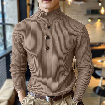LinkMejor Mens Minimalist Turtleneck Long-Sleeve Pullover Sweater Comfortable Solid Color Top for Men Fall Winter