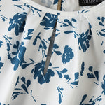 LinkMejor Womens Floral Print Ruffled Open Round Neck Design Short Sleeve Shirts