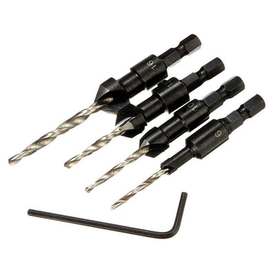 LinkMejor DB-C2 4pcs Carpentry Countersink Drill Bit Set Wood Working Tools
