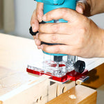LinkMejor Adjustable 2 in 1 Invisible Fastener Slotting Bracket Mortising Jig Wood Trimmer Router Tool Drawer Handle Punching Template