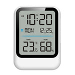 8007C Multifunctional Digital Alarm Clock with Large LCD Display Temperature Humidity Monitor Alarm Clock Calendar for Bedroom Office Home Use