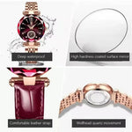 LinkMejor Women Watches Fashion Rhinestones Dial Leather Quartz Watch Top Brand Luxury Waterproof Ladies Wristwatch