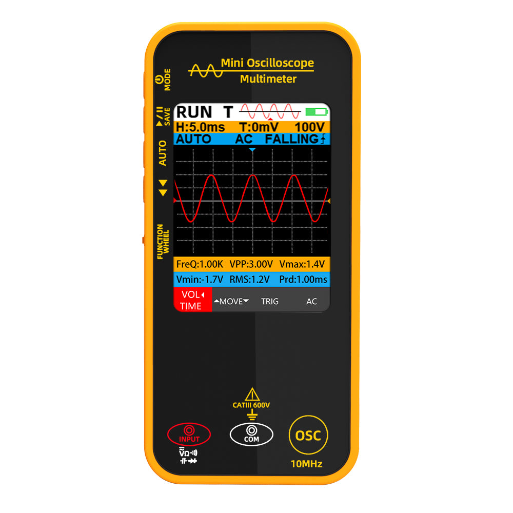 LinkMejor OS1 Mini Oscilloscope Multimeter 10MHz Bandwidth 48MSa/s Sampling Rate 1000V DC Voltage Measurement Portable Multifunctional Tester for Professional Electronics Troubleshooting
