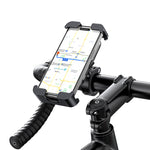 LinkMejor ZJ082 2-in-1 Full Coverage Cycling Phone Holder Shockproof Reinforced Clamp Stand 360° Rotation Single Hand Operation Fits for 4.7-7.2 Inch Phones Universal Bike Motorcycle Mount