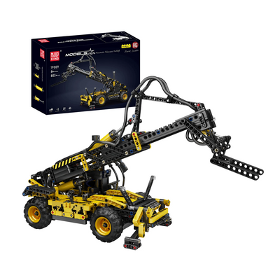 Mould King 19009 Pneumatic Telescopic Forklift Technical Vehicle Simulation Truck Model Building Block Brick Assembly Kit for Children Adult Birthday Gift