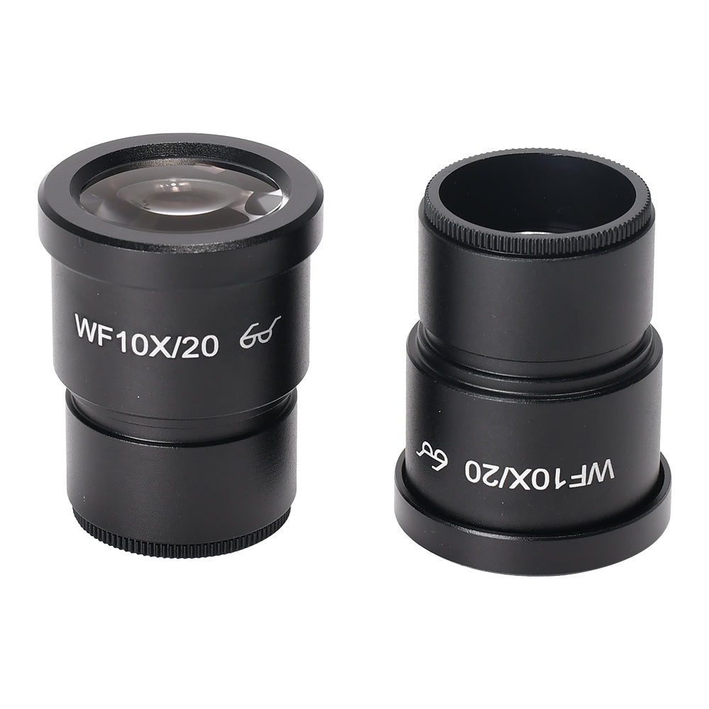 2Pcs HAYEAR Microscope Lens 10X Magnification 20/22mm Field View Laboratory Stereo Microscope Lens 30mm Interface High Eye Point Wide Angle Eyepiece Microscope Fittings