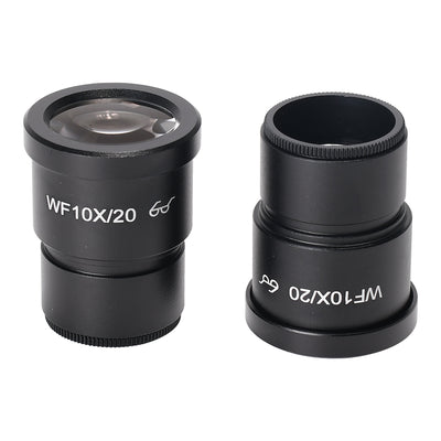 2Pcs HAYEAR Microscope Lens 10X Magnification 20/22mm Field View Laboratory Stereo Microscope Lens 30mm Interface High Eye Point Wide Angle Eyepiece Microscope Fittings