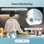 Moes Tuya WiFi Smart Temperature Humidity Sensor with 1M External Sensor Cable Probe APP Remote Monitor Work with Alexa Google Home