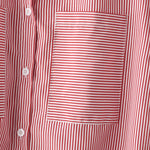 LinkMejor Women's Striped Shirt Summer 3/4 Sleeve Lantern Sleeve Front Pockets Casual Blouse Top