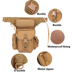 Men's Sports Tactical Waist Pack Drop Leg Bag Adjustable Strap Waterproof Oxford Fabric Crossbody Bags for Outdoor Riding Travel