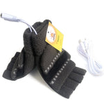 LinkMejor 1pair Heated Gloves Mittens Knitting Fingerless Comfortable Winter Gloves for Indoor or Outdoor Man Women