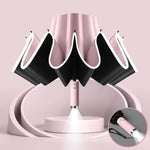 Automatic Folding Reverse Sun Umbrella Upgraded Windproof Design with Reflective Strip LED Light Convenient Handle Rainproof