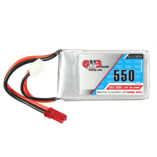LinkMejor GNB 7.4V 550mAh 80/160C 2S LiPo Battery JST Plug for RC Drone