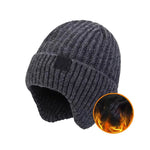 LinkMejor Winter Bike Knitted Hat Outdoor Plush Warmth Cap Peaked Earmuff Fashion Casual Faux Fur Lined Bomber Hats Cycling Ear Protection