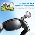 AI Smart Camera Glasses 8MP 1080P HD 156 Languages AI Translation Voice Assistant Touch Control UV400 Eye Protection Long battery Bluetooth Sports Camera for Safety Recording