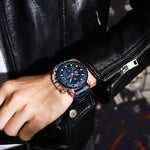 LinkMejor Men's Quartz Chronograph Watch Stainless Steel Strap Waterproof Large Dial Luminous Sport Wristwatch with Date Function