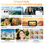 D03 Dual-Lens Mini Magnetic Camera 5MP 2K HD Video 16X Zoom 120° Wide Angle Auto Focus Beauty Filter Anti-Shake Portable Digital Camera with 1.47 Inch Display for Photo Video Vlog