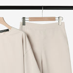 LinkMejor Women Casual Solid Top Pant Sets Spring Summer Puff Sleeve Top Wide Leg Trouser 2pcs Outfits Daily 2 Pieces Womens Suits 5XL Autumn