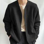 LinkMejor Mens Textured Casual Long Sleeve Jacket Collarless Cardigan Jacket Coat Large Size for Big Men S-5XL