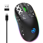 LinkMejor T90 2.4G Triple Mode Wireless Mouse 800-3600DPI Adjustable RGB Backlight 750mAh Type-C Rechargeable Gamer Mouse
