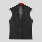 LinkMejor Mens Textured V-Neck Sleeveless Tank Micro Sheer Comfortable Breathable Vest