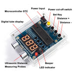 HC-SR04 Ultrasonic Sensor Module Distance Measuring Instrument High Precision Real Time Display Buzzer Alarm Function 4 Meter Range DIY Electronic Soldering Kit