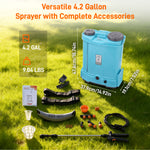 LinkMejor Electric Backpack Sprayer 4.2 Gallon 8000mAh Battery 12V Pure Copper Motor 6 Spray Modes Power Sprayer