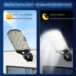Elfeland 175B Solar Wall Light Motion Sensor 84 COB LEDs 3 Lighting Modes 5.5V 1.8W Solar Panel IP65 Waterproof Outdoor Garden Light