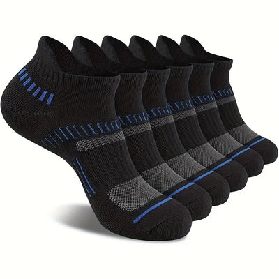 6 Pairs Men's Cotton Sports Ankle Socks Anti Odor Sweat Absorbent Breathable Outdoor Cycling Travel Athletic Short Socks Comfortable