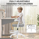 LinkMejor Kids Desk Chair Ergonomic Study Chair with Flipped Armrest Adjustable Height Swivel Computer Chair with Footrest for 4-12 Years Boys Girls Children